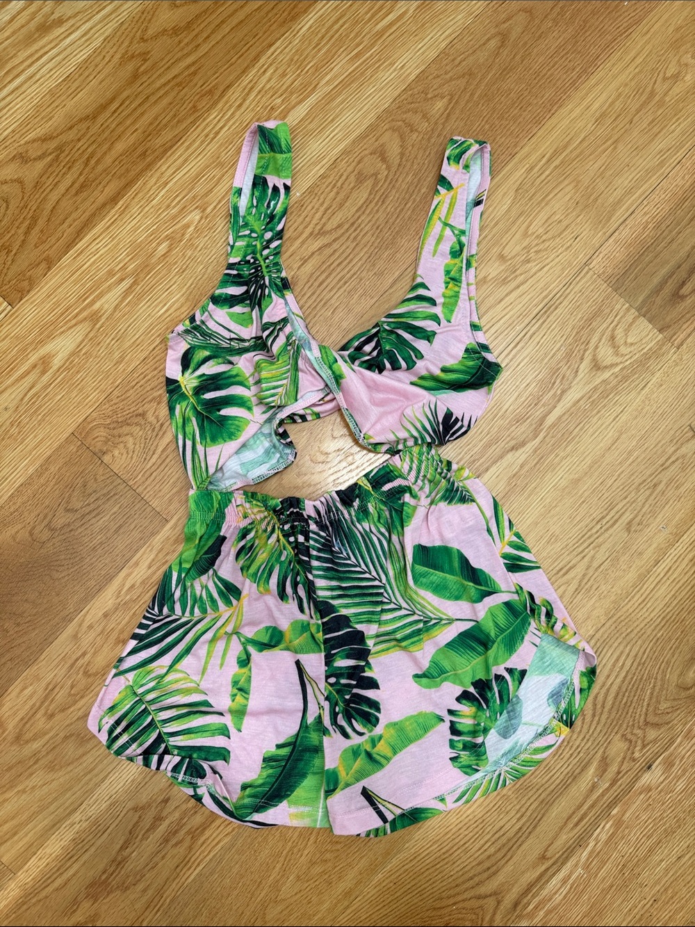ASOS Pink and Green Tropical Print Romper